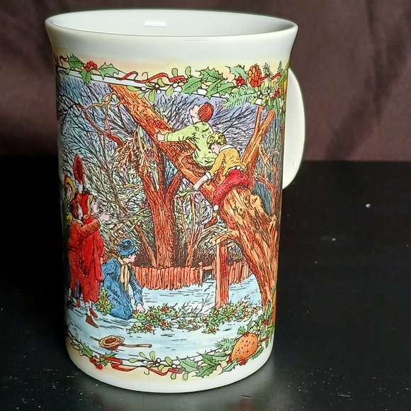 VTG Gathering Mistletoe Dunoon Coffee Mug Victorian Christmas Santa Scotland - Picture 1 of 8